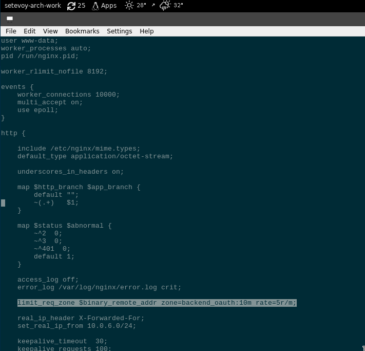 Конфигурация nginx для ограничения запросов с помощью limit_req_zone