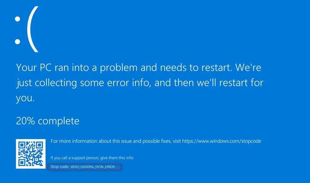 Синий экран смерти с кодом ошибки VIDEO_DXGKRNL_FATAL_ERROR 0x133